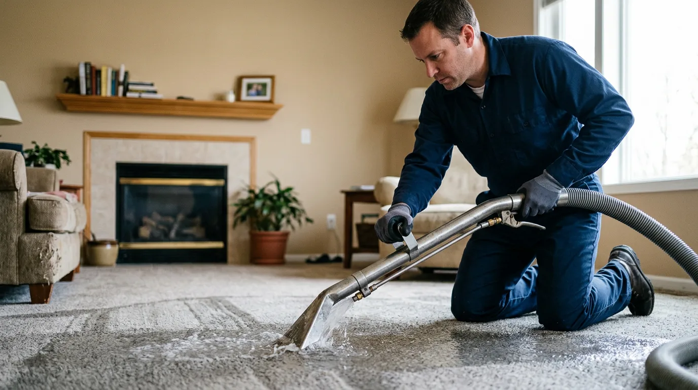 Water damage restoration technician working near Hathorne, MA